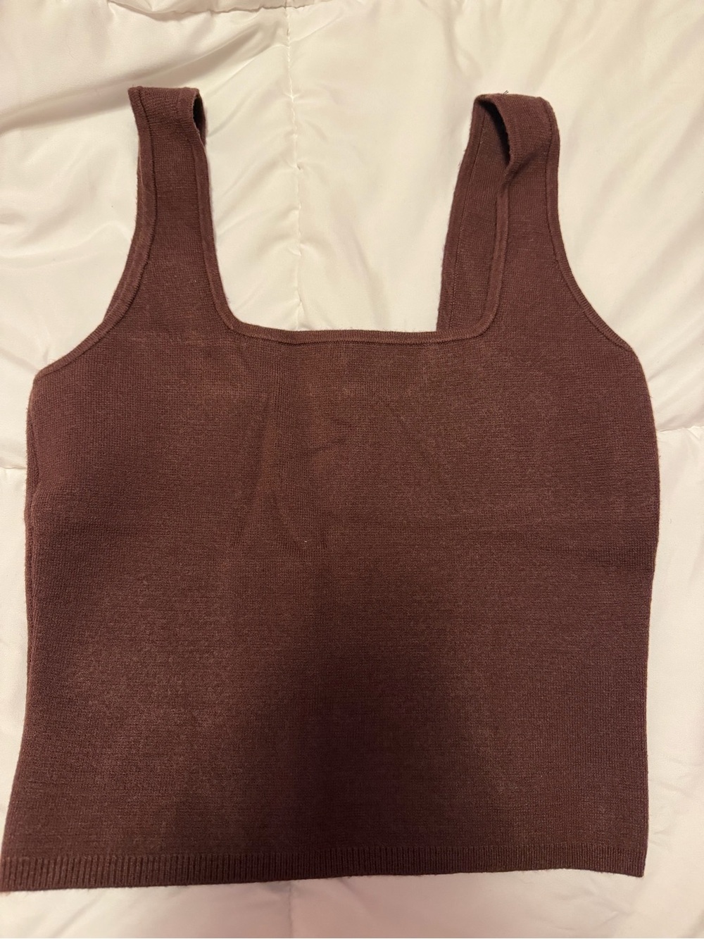 Abercrombie & Fitch Soft A&F Collection Brown Knit Square-Neck Tank Top Small